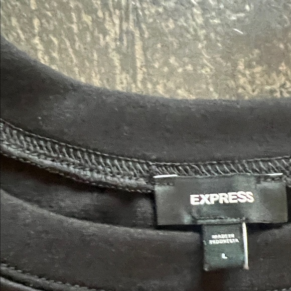 Express Black Sweatshirt with Faux Leather Sleeves - Picture 3 of 8